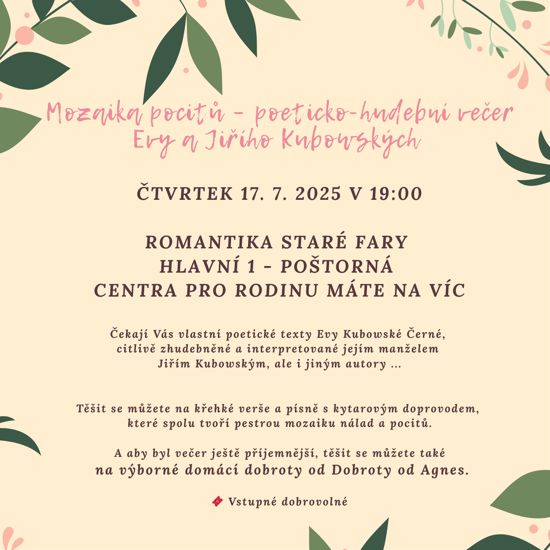 Mozaika pocitů – poeticko-hudební večer Evy a Jiřího Kubowských