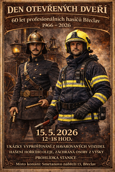 Den otevřených dveří - 60 let profesionálních hasičů Břeclav 1966 - 2026