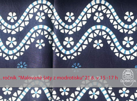 Malované šaty z modrotisku