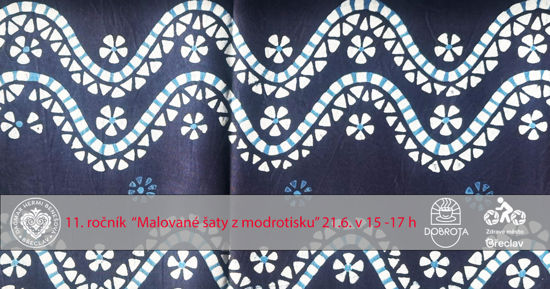 Malované šaty z modrotisku