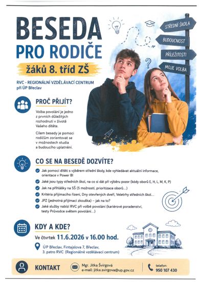 Beseda pro rodiče žáků 8. tříd ZŠ