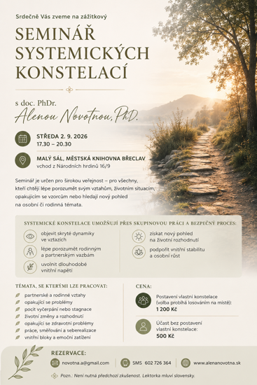 Seminář systemických konstelací s doc. PhDr. Alenou Novotnou, PhD.