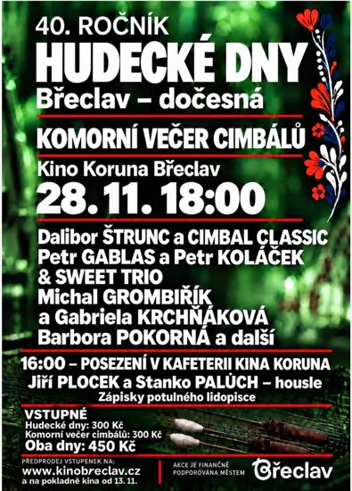 Hudecké dny - dočesná: komorní večer cimbálů