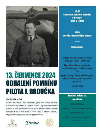 Odhalení pomníku pilota J. Broučka