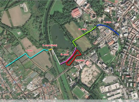 Cyklostezka Včelínek - propojení cyklostezek + městský cyklopark + lávka Včelínek
